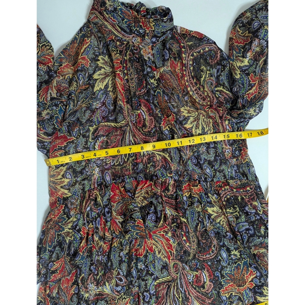 ZARA Long Oversized Ruffle Trim Printed Dress Women's Size XS-S - Picture 16 of 16